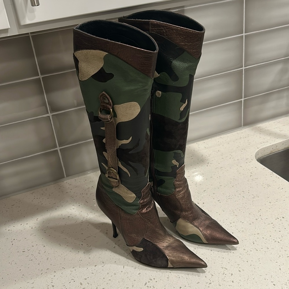 Steve Morris Camo Boots with Heel and crystals
